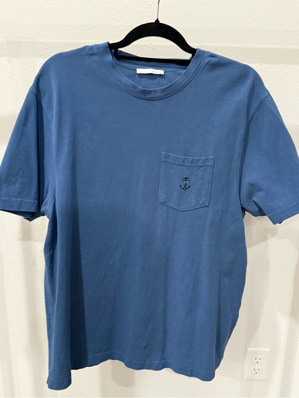 Zara Blue Short-Sleeve Pocket Tee with Anchor Detail - Men